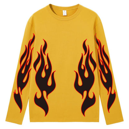 CORIRESHA Adolescente Moda Llama Patrón Cuello Redondo Manga Larga Y2K Otoño Camiseta Top