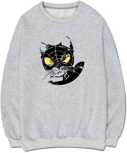 CORIRESHA Sudadera casual Y2K con diseño de telaraña para amantes de los gatos, cuello redondo, manga larga, para mujer