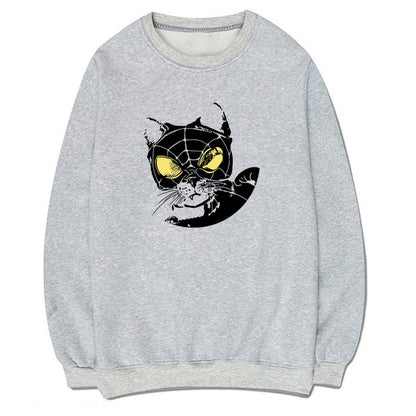 CORIRESHA Sudadera casual Y2K con diseño de telaraña para amantes de los gatos, cuello redondo, manga larga, para mujer