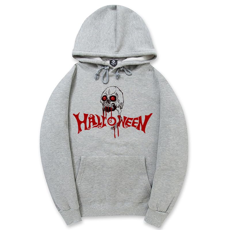CORIRESHA Halloween Skull Sudadera con capucha de manga larga con cordón de algodón Unisex sudadera manchada de sangre