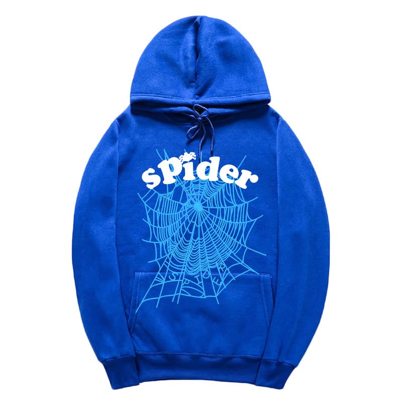 CORIRESHA Fashion Spider Web Hoodie Long Sleeve Drawstring Unisex Cotton Sweatshirt with Pockets