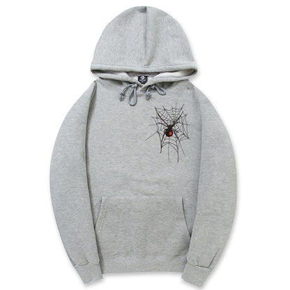 CORIRESHA Unisex Halloween Spider Web Hoodie Long Sleeve Drawstring Casual Y2K Aesthetics Sweatshirt
