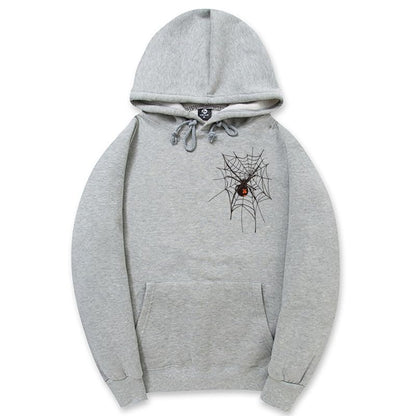 CORIRESHA Sudadera unisex con capucha de telaraña de Halloween, manga larga, con cordón, casual, estética Y2K