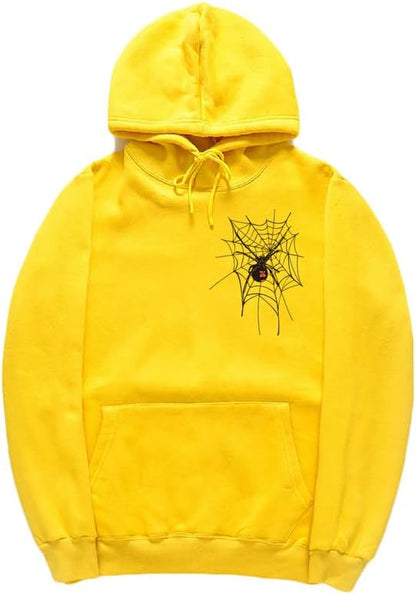 CORIRESHA Sudadera unisex con capucha de telaraña de Halloween, manga larga, con cordón, casual, estética Y2K