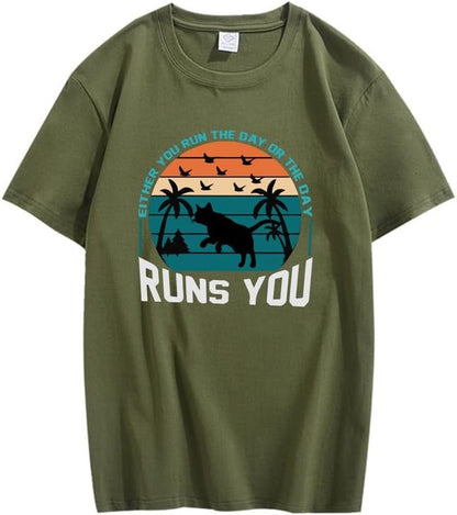 CORIRESHA Camiseta de manga corta unisex con diseño de gaviota y gato hawaiano de verano