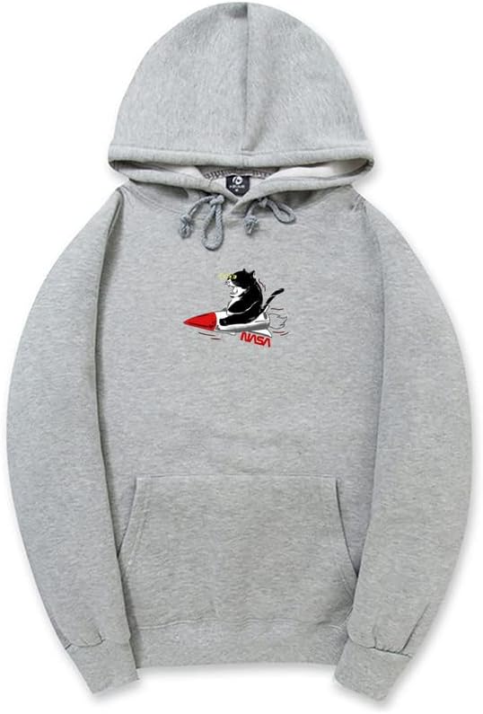 CORIRESHA Sudadera unisex con capucha para gato, manga larga, con cordón, cohete de la NASA
