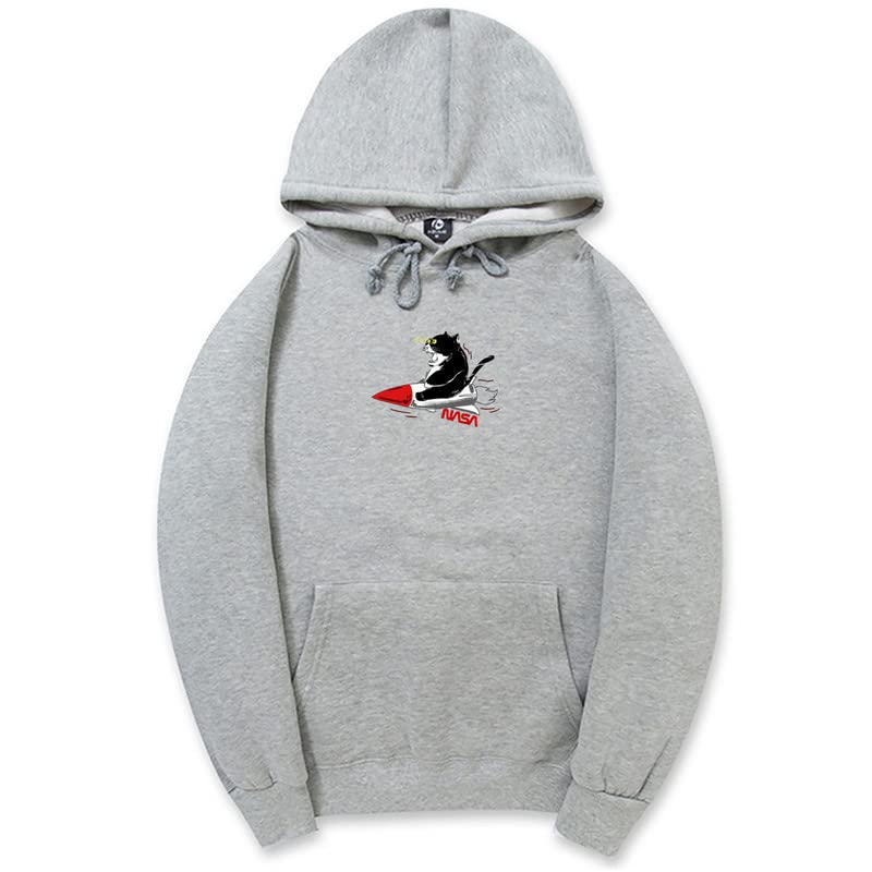 CORIRESHA Sudadera unisex con capucha para gato, manga larga, con cordón, cohete de la NASA