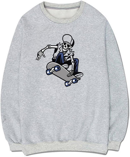 CORIRESHA Skateboard Skeleton Sweatshirt Crewneck Long Sleeve Gothic Y2k Aesthetic Pullover