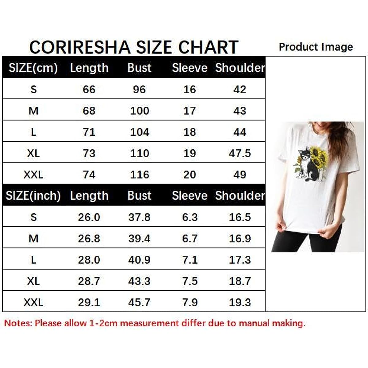 CORIRESHA Camiseta linda de verano casual de manga corta con cuello redondo y girasol para mujer