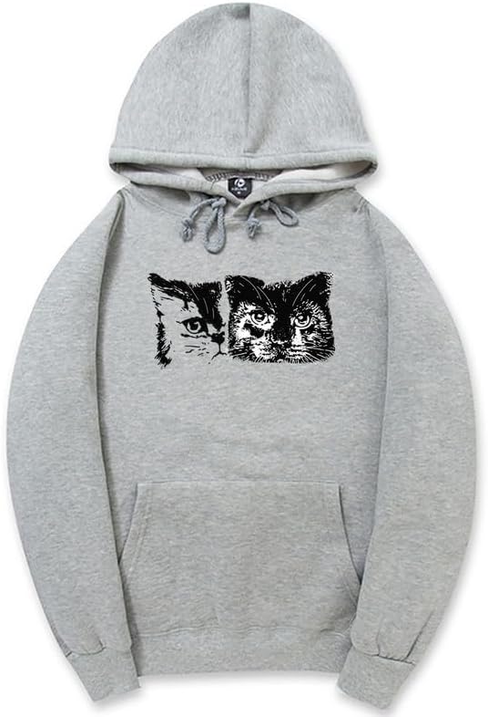 CORIRESHA Cute Cat Face Hoodie Long Sleeve Drawstring Kangaroo Pocket Basic Sweatshirt