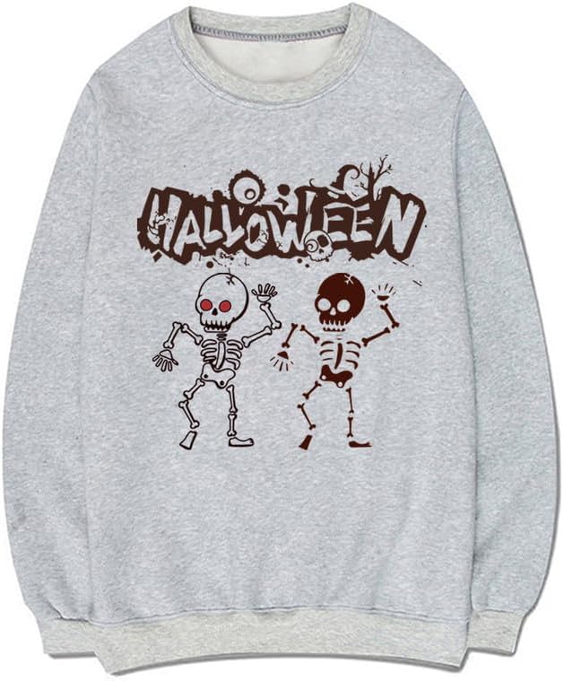 CORIRESHA Unisex Halloween Skeleton Crew Neck Long Sleeves Y2K Aesthetic Gothic Sweatshirt