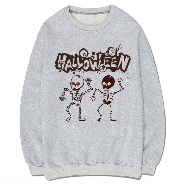 CORIRESHA Unisex Halloween Skeleton Crew Neck Long Sleeves Y2K Aesthetic Gothic Sweatshirt
