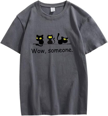 CORIRESHA Lindo Gato Negro Camisetas Amantes de los Animales Ropa Divertida Adolescentes