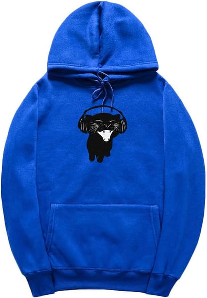 CORIRESHA Cute Cat Headphones Music Long Sleeve Drawstring Kangaroo Pocket Hoodie Sweatshirt