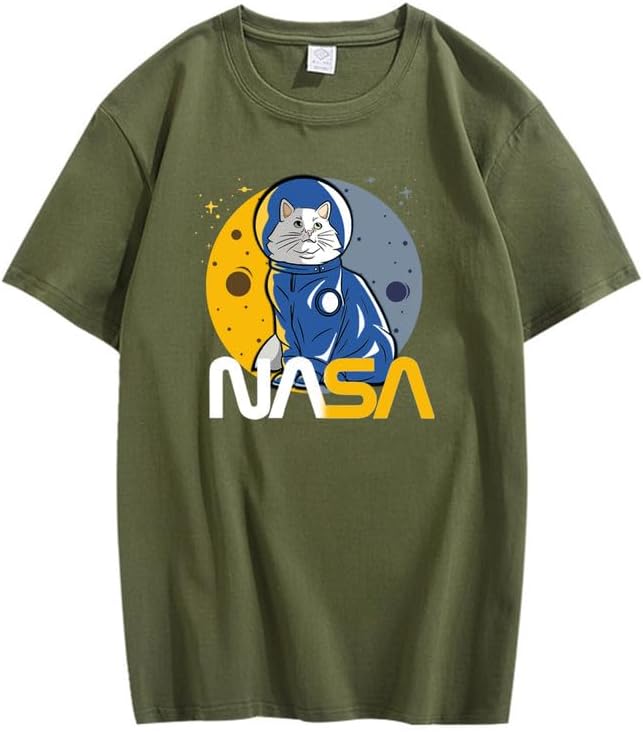 CORIRESHA Camiseta básica informal de manga corta con cuello redondo de la NASA para adolescentes