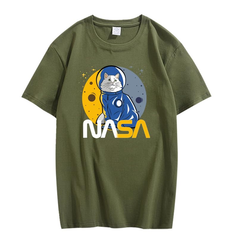CORIRESHA Camiseta básica informal de manga corta con cuello redondo de la NASA para adolescentes