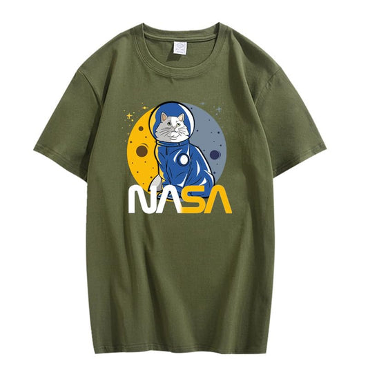 CORIRESHA Camiseta básica informal de manga corta con cuello redondo de la NASA para adolescentes