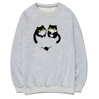 CORIRESHA Unisex Cute Cat Sweatshirts Crewneck Long Sleeves Casual Hearts Pullovers