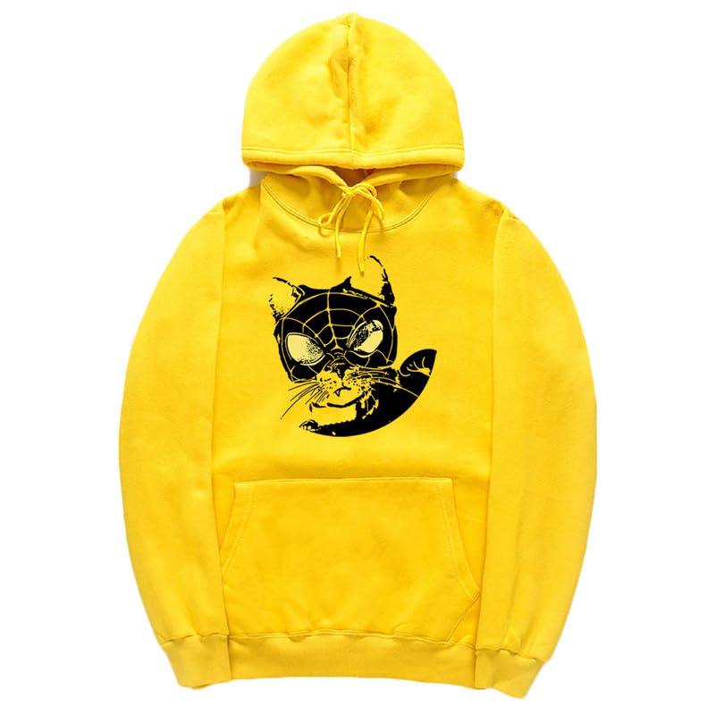 CORIRESHA Sudadera con capucha para amantes de los gatos adolescentes, manga larga, con cordón, informal, Y2K, telaraña