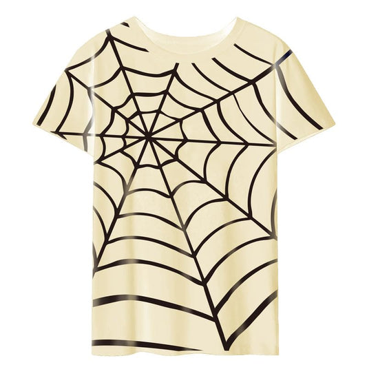 CORIRESHA Y2K Spider Web Camiseta de manga corta con cuello redondo casual Halloween Top