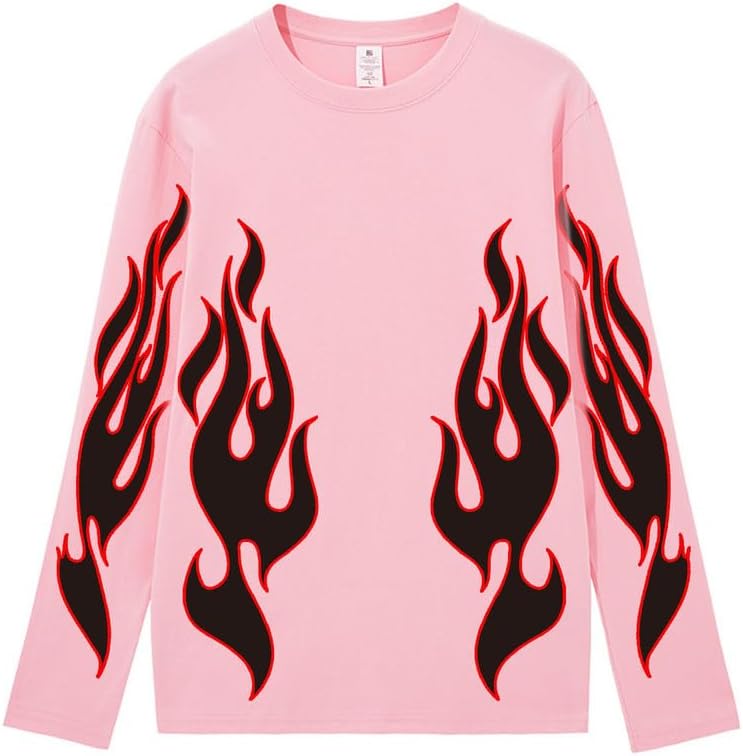 CORIRESHA Adolescente Moda Llama Patrón Cuello Redondo Manga Larga Y2K Otoño Camiseta Top