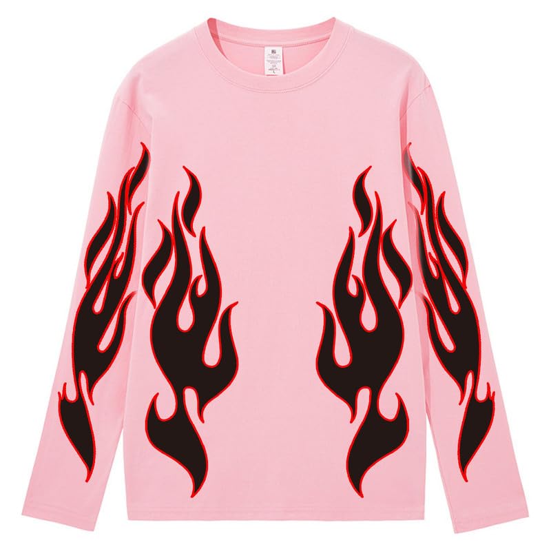 CORIRESHA Adolescente Moda Llama Patrón Cuello Redondo Manga Larga Y2K Otoño Camiseta Top