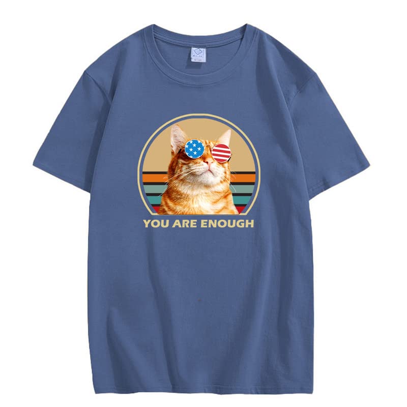 CORIRESHA Cat Lovers Camisetas Cuello Redondo Manga Corta Adolescentes Eres Suficiente Lindo Tops