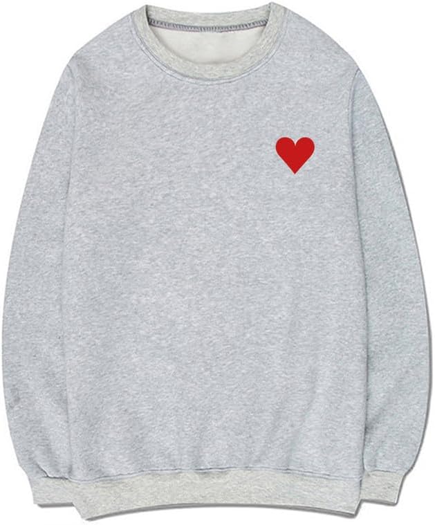 CORIRESHA Red Heart Sweatshirt Crewneck Long Sleeve Cotton Valentine's Day Pullover