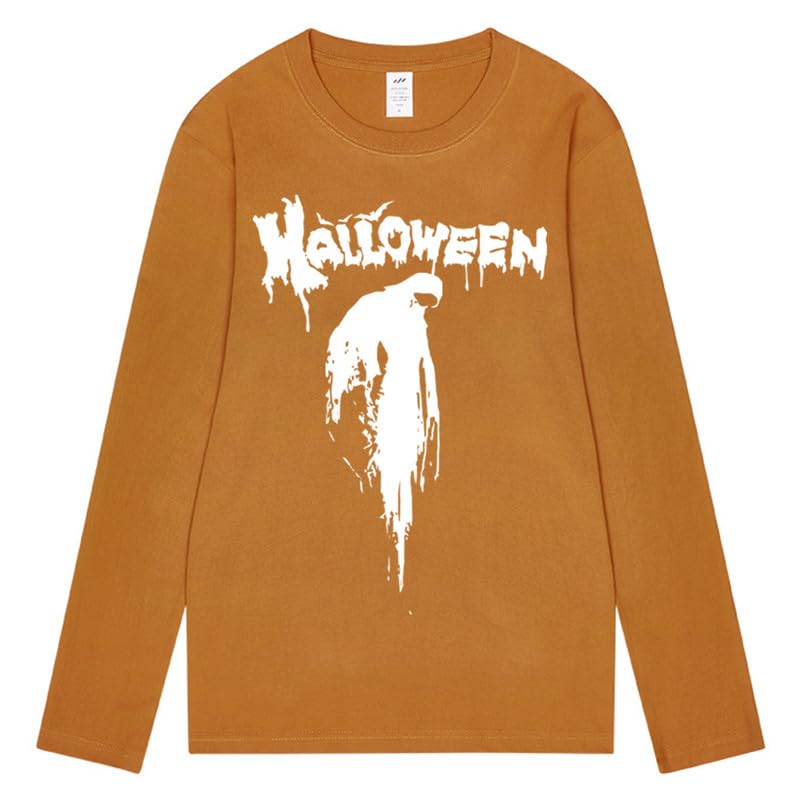 CORIRESHA Halloween Blood Crewneck Long Sleeve Gothic Unisex Scary T-Shirt