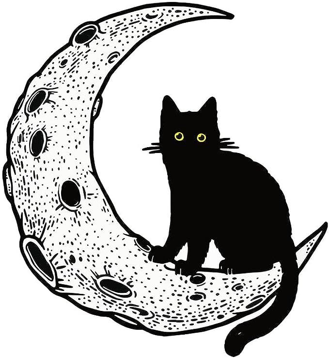 CORIRESHA Camiseta unisex de manga corta con cuello redondo y diseño de gato lunar, informal, de algodón suave