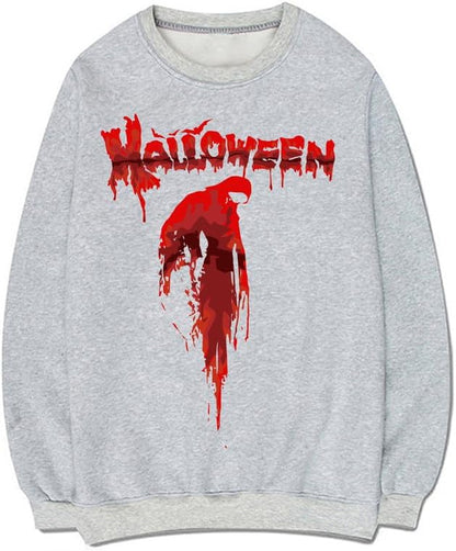 CORIRESHA Teen Halloween Bloody Crewneck Long Sleeve Gothic Scary Sweatshirt