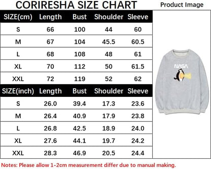 CORIRESHA Teen Cat Lover Sweatshirt Crew Neck Long Sleeve Cotton Simple NASA Pullover