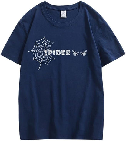 CORIRESHA Y2K Spider Web Camiseta cuello redondo manga corta casual Halloween ropa