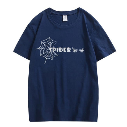 CORIRESHA Y2K Spider Web Camiseta cuello redondo manga corta casual Halloween ropa