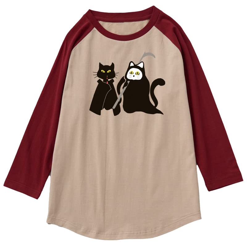 CORIRESHA Camiseta de manga raglán con diseño de gato fantasma y ropa de Halloween para adolescentes