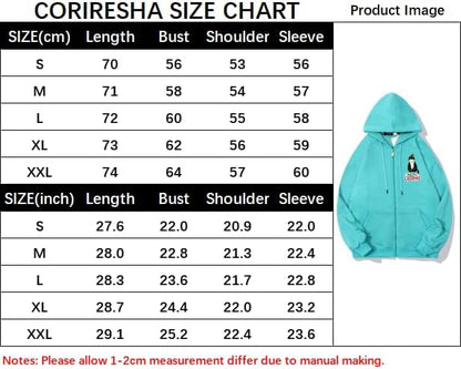 CORIRESHA Women's Unisex Cute Christmas Cat Zipper Hoodie Long Sleeve Drawstring Funny Sweatshirt