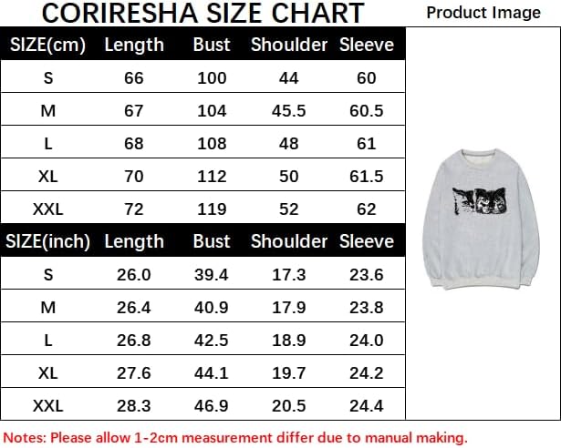 CORIRESHA Cute Cat Face Crew Neck Long Sleeve Cotton Basic Pullover Sweatshirt