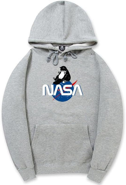 CORIRESHA Fashion NASA Print Hoodie Long Sleeve Drawstring Kangaroo Pocket Cat Sweatshirt