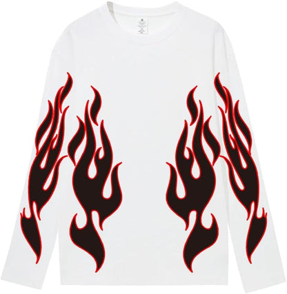 CORIRESHA Adolescente Moda Llama Patrón Cuello Redondo Manga Larga Y2K Otoño Camiseta Top
