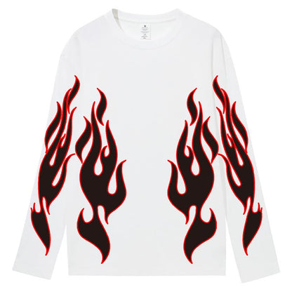 CORIRESHA Adolescente Moda Llama Patrón Cuello Redondo Manga Larga Y2K Otoño Camiseta Top