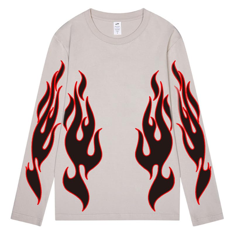 CORIRESHA Adolescente Moda Llama Patrón Cuello Redondo Manga Larga Y2K Otoño Camiseta Top