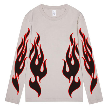 CORIRESHA Adolescente Moda Llama Patrón Cuello Redondo Manga Larga Y2K Otoño Camiseta Top