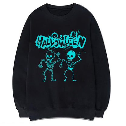 CORIRESHA Unisex Halloween Skeleton Crew Neck Long Sleeves Y2K Aesthetic Gothic Sweatshirt