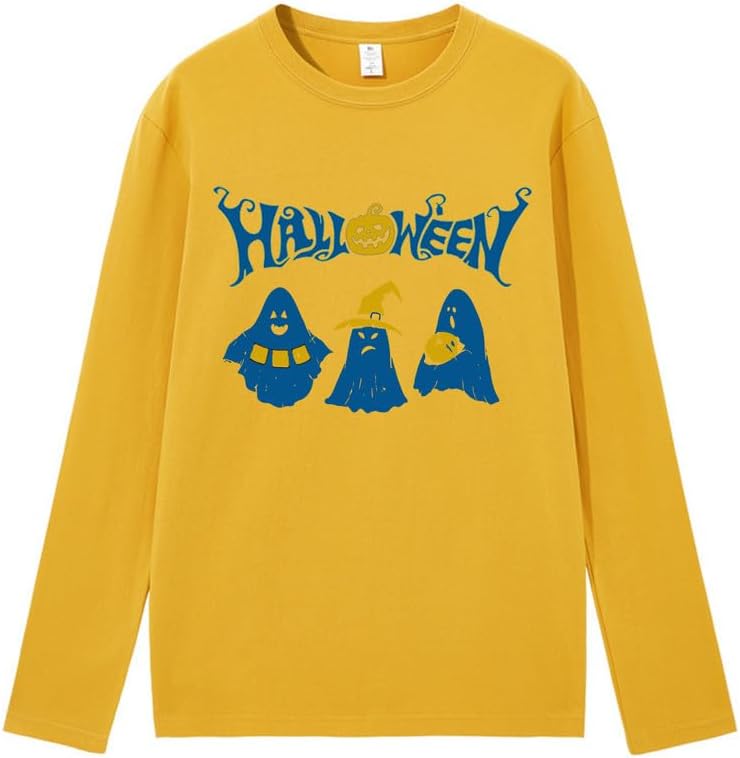 CORIRESHA Teen Ghost Camiseta Cuello Redondo Manga Larga Algodón Harajuku Halloween Tops