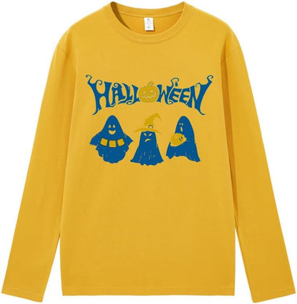 CORIRESHA Teen Ghost T-Shirt Crewneck Long Sleeve Cotton Harajuku Halloween Tops