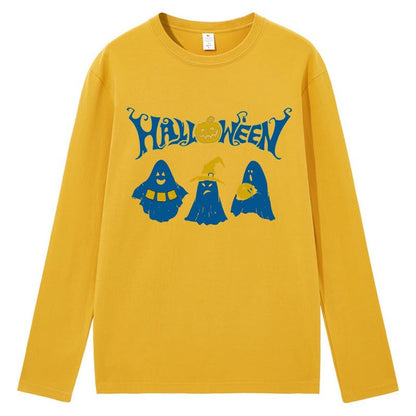 CORIRESHA Teen Ghost Camiseta Cuello Redondo Manga Larga Algodón Harajuku Halloween Tops