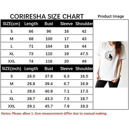 CORIRESHA Women's Moon Black Cat Crewneck Short Sleeve Casual Basic Cute T-Shirt