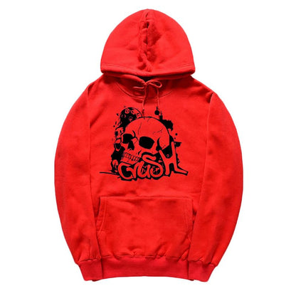 CORIRESHA Sudadera unisex con capucha de calavera de manga larga con cordón y bolsillo canguro Y2K para Halloween