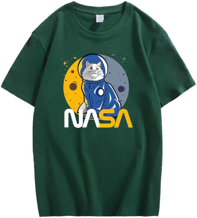 CORIRESHA Camiseta básica informal de manga corta con cuello redondo de la NASA para adolescentes