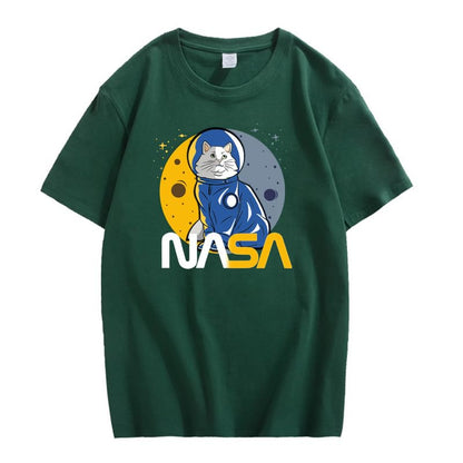 CORIRESHA Camiseta básica informal de manga corta con cuello redondo de la NASA para adolescentes